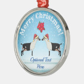 Alpine Milchziege Weihnachten im Schnee Ornament Aus Metall (Links)