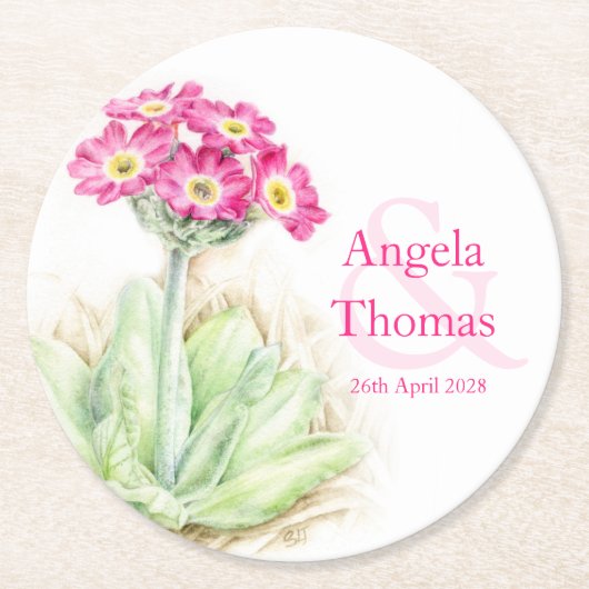 Alpine Primula Ping Green Hochzeit Untersetzer (Vorderseite)