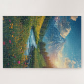 Alpine River Sunrise – Serene Mountain Landscape Puzzle (Horizontal)