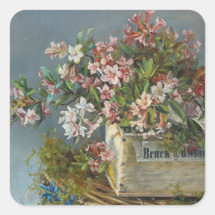 Alpine Rose in einer Windows Box - Andreas Lach Quadratischer Aufkleber