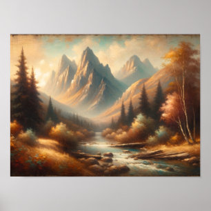 Alpine Ruhe: Majestätische Berglandschaft Poster