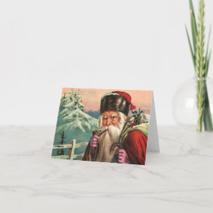 Alpine Santa Note Card Feiertagskarte