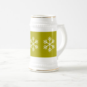 Alpine Schneeflocken Golden Olive Weiße Streifen Bierglas