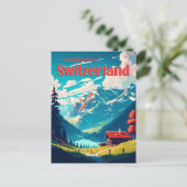 Alpine Schweiz Skihütte Schweiz Reisen Postkarte (Stehend Vorderseite)
