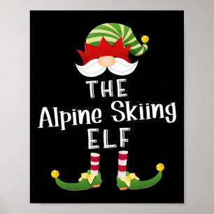 Alpine-Ski-Elfen-Gruppe Weihnachten Lustige Pyjama Poster