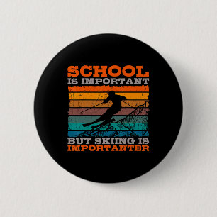 Alpine Ski Retro Vintage Schule Abfahrt Skipass Button
