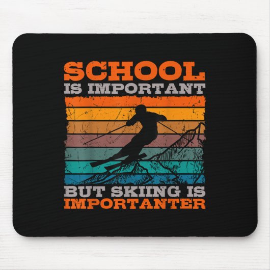 Alpine Ski Retro Vintage Schule Abfahrt Skipass Mousepad (Vorne)