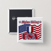 Alpine Ski USA Button (Vorne & Hinten)