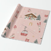 Alpine Ski Weihnachten Blush Geschenkpapier (Ungerollt)