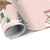 Alpine Ski Weihnachten Blush Geschenkpapier (Rolleneckpunkt)