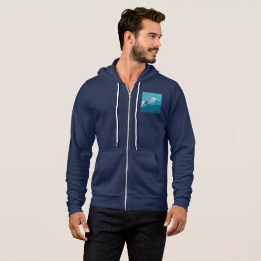 Alpine Skiern Skifahren Navy Blau Hoodie (Vorne ganz)