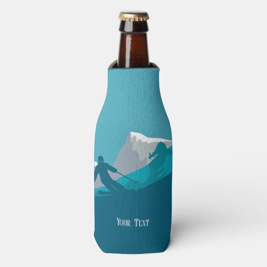 Alpine Skiern Skifahren Personalisiert Flaschenkühler (Flaschenvorderseite)