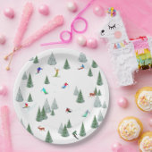 Alpine Skiers Downhill Skiing Illustration  Pappteller (Party)