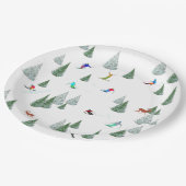 Alpine Skiers Downhill Skiing Illustration  Pappteller (Schrägansicht)