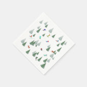 Alpine Skiers Downhill Skiing Illustration Serviette (Ecke)