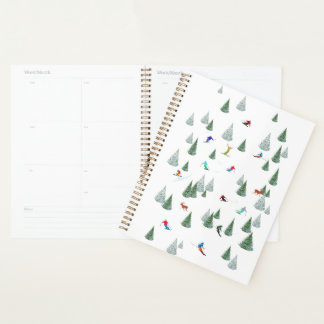 Alpine Skiers Downhill Skiing Illustration White Planer