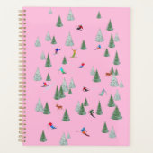 Alpine Skiers Downhill Skiing Pastel Pink Planer (Vorderseite)