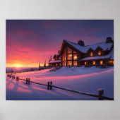 Alpine Sunset Lodge Gemütlicher Winter Poster (Vorne)