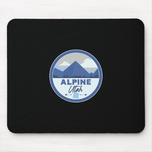 Alpine Utah Ut Mountains Badge Hiking Souvenir  Mousepad (Vorne)