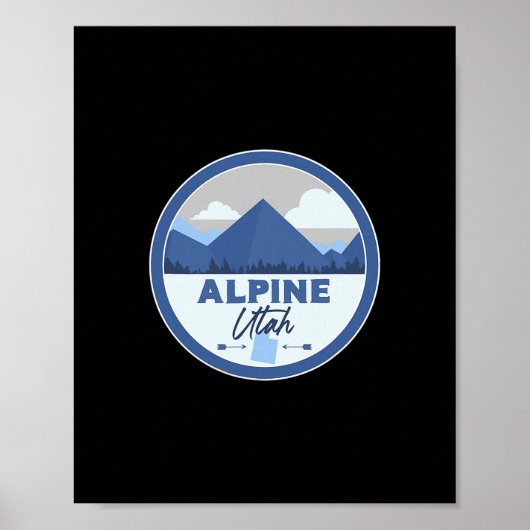 Alpine Utah Ut Mountains Badge Hiking Souvenir  Poster (Vorne)