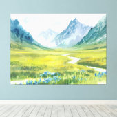 Alpine Whisper - Wiese unter den Gipfeln Leinwanddruck (Insitu (Holzboden))