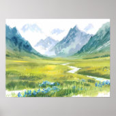 Alpine Whisper - Wiese unter den Gipfeln Poster (Vorne)