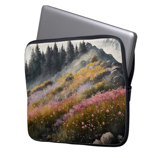 Alpine Wiesen Kunst Laptopschutzhülle (Vorderseite Links)