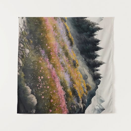 Alpine Wiesen Kunst Wandteppich (Vorderseite (Horizontal))