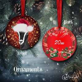 Alpine Ziege Weihnachtsmannmütze Weihnachten Keramik Ornament