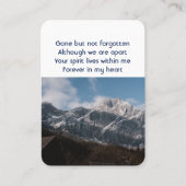 Alpine Zuhause Memorial Pocket Keepake Visitenkarte (Vorderseite)