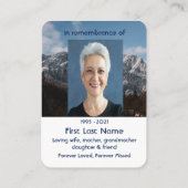 Alpine Zuhause Memorial Pocket Keepake Visitenkarte (Rückseite)