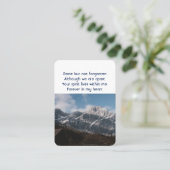 Alpine Zuhause Memorial Pocket Keepake Visitenkarte (Stehend Vorderseite)