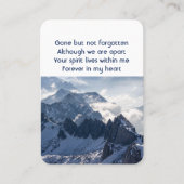 Alpine Zuhause Memorial Pocket Keepake Visitenkarte (Vorderseite)