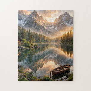 Alpiner Bergsee bei Sonnenaufgang Puzzle