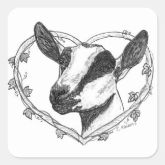 Alpiner Kopf im Herzen Quadratischer Aufkleber