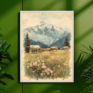 Alpiner Rückzugsort – Vintage Schweizer Landschaft Poster