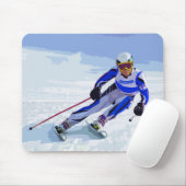 Alpiner Skier im Blau mit Ihrem Namenszeichnen Mousepad (Mit Mouse)
