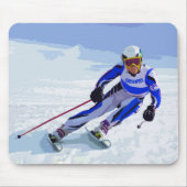 Alpiner Skier im Blau mit Ihrem Namenszeichnen Mousepad (Vorne)