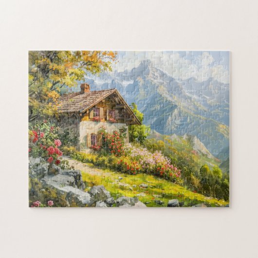 Alpines Bauernhaus mit Talblick Puzzle (Horizontal)