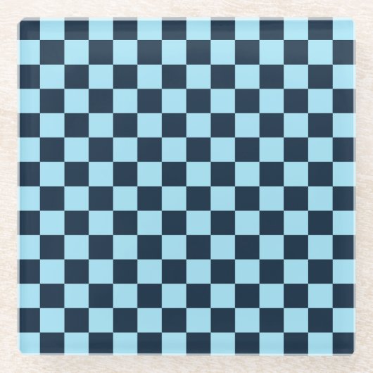Alpines Eis-Schachbrettmuster Glasuntersetzer (Vorderseite)
