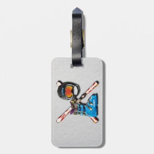 Alpines Skifahren-Stiefel-Sturzhelm Googles mit Gepäckanhänger (Rückseite vertikal)