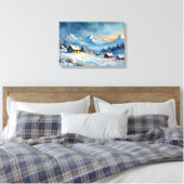 Alpines Winterdorf unter Starlit Sky Leinwanddruck (Insitu (Schlafzimmer))