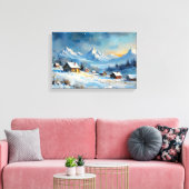 Alpines Winterdorf unter Starlit Sky Leinwanddruck (Insitu (Wohnzimmer))