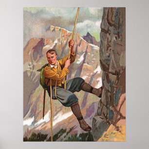 Alpinist beim Bergsteigen Poster
