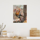 Alpinist klettert auf dem Berg Poster (Küche)