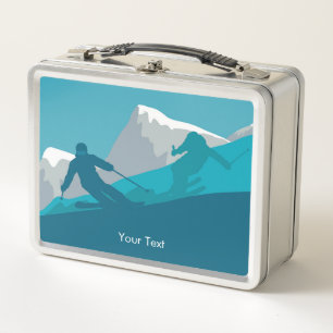 Alpinski Snowy Mountain View Personalisiert Metall Brotdose