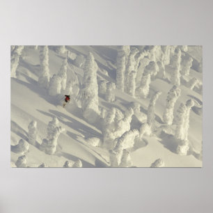 Alpinskifahrer in dicken Schneegestalten bei Big Poster