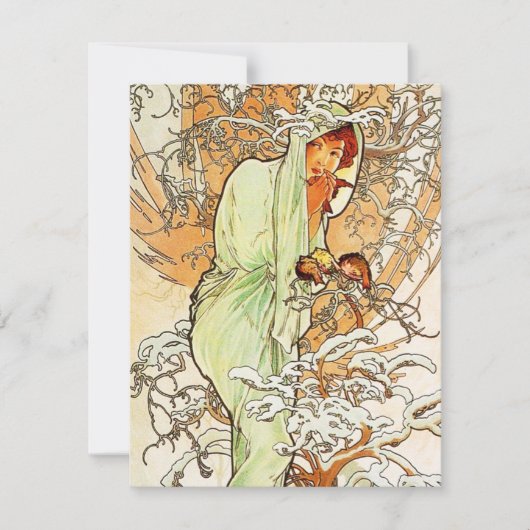Alpohnse Mucha Winter Einladungen (Vorderseite)