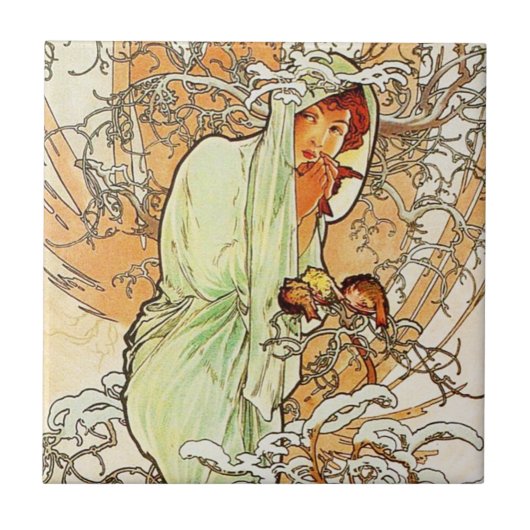 Alpohnse Mucha Winter-Fliese Fliese (Vorderseite)