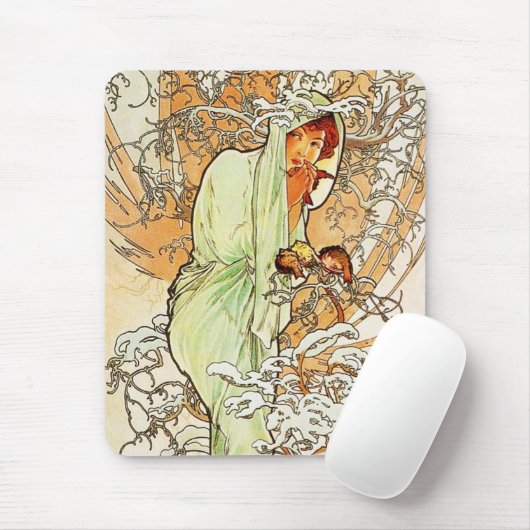 Alpohnse Mucha Winter-Mausunterlage Mousepad (Mit Mouse)